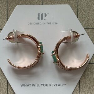 NIB Bomb Party mint & rose gold hoop earrings